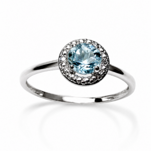 Anillo aguamarina con diamantes