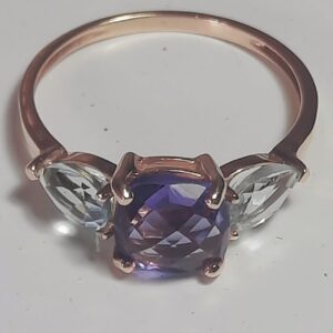 Anillo Amatista y aguamarina