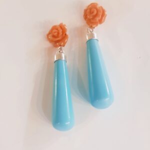 Pendientes de coral&turquesa